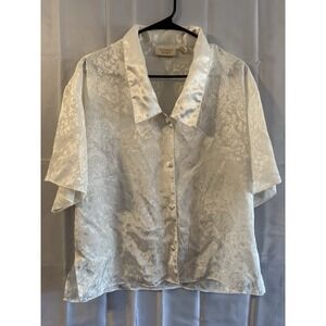 Victoria's Secret M Vintage Gold Label Ivory Satin Pajama Top Shirt Pjs